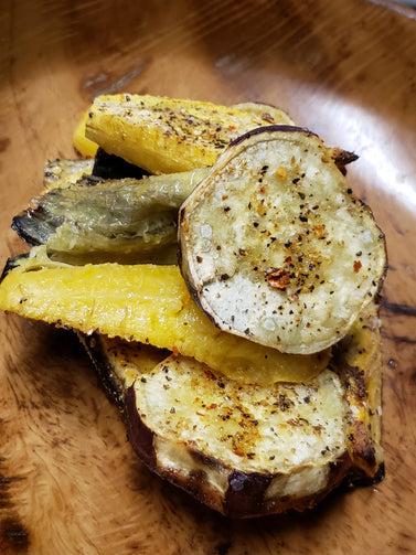 Roasted ripe plantains and Caribbean sweet potato with the Epis.