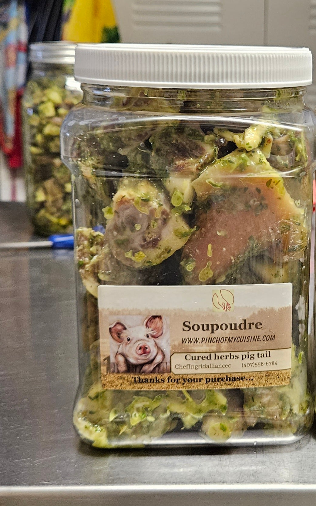 Soupoudre ke kochon (Haitian Cured herbs pig tail) 2qt