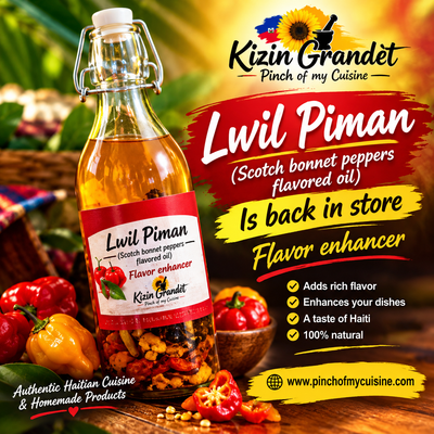 Lwil piman bouk (Scotch bonnet pepper flavored oil) 32oz