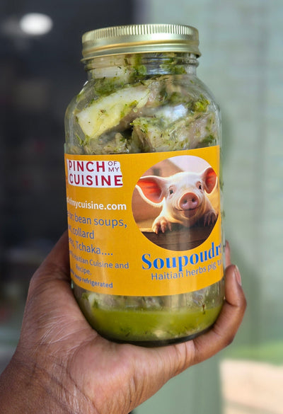 Soupoudre ke kochon (Cured herbs pig tail) (16ozjar)
