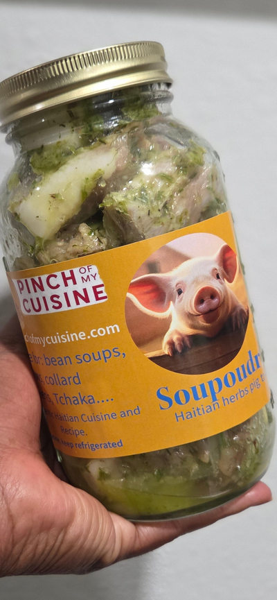 Soupoudre ke kochon (Cured herbs pig tail) (16ozjar)